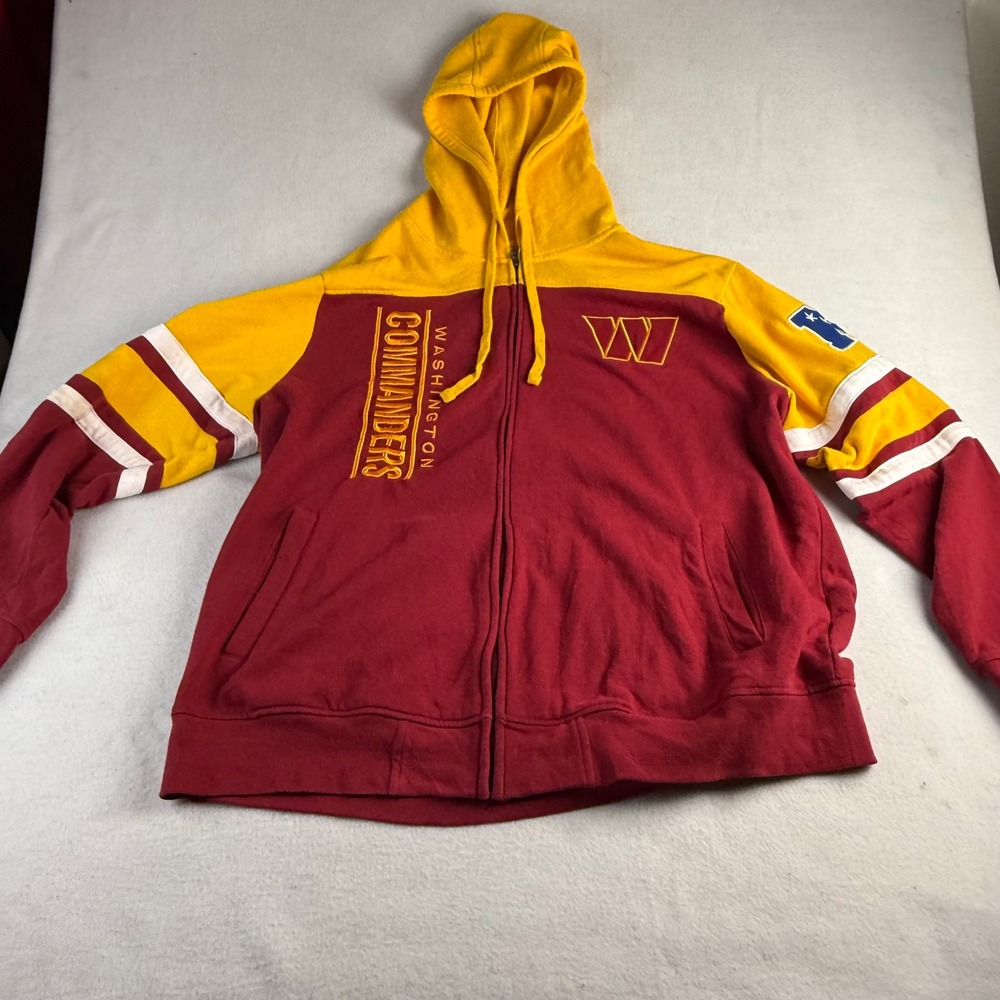 Starter Washington‎ Commanders Full Zip Hoodie Mens XXL Burgundy Gold NFL Fleece